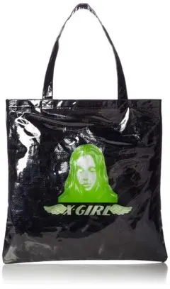 X-GIRL ナイロン トートバッグ ブラック/グリーン