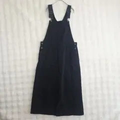 ニコアンド サロペットスカート 黒 ロング Iライン 体型カバー ゆったり