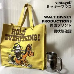 ヴィンテージ？ミッキーマウス トートバッグ イエロー カウボーイミッキー 両面