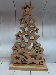 ★美品★クレエ アンティーク風 クリスマスオブジェ 置物 木製 星型ツリー