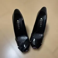DIANA 黒 オープントゥ ハイヒール 23.5cm