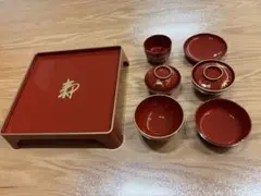 お食い初め 漆器セット 赤色 伝統デザイン