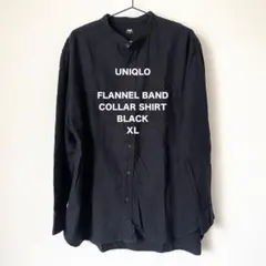 【UNIQLO】 ユニクロ フランネル バンドカラーシャツ ブラック 黒 XL