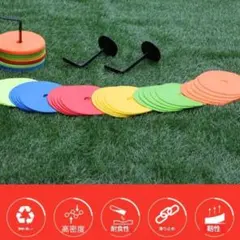 3色 フラットマーカー 30枚セット 瞬発力 目印 運動 スポーツ 赤 青 黄色