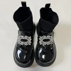 SHEIN シーイン キッズ ブーツ 黒 ビジュー サイドゴア風 19㎝