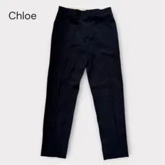 Chloeウールパンツ36ネイビースラックス美脚テーパード上品のサムネイル