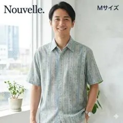 Nouvelle. ヌーベル 半袖シャツ 総柄 幾何学 レトロ Mサイズ 日本製