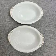 楕円形 カレー皿　陶磁器 2枚セット ゴールドラインのサムネイル
