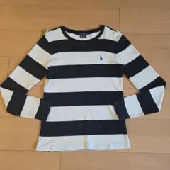 ラルフローレンスポーツ　白黒太ボーダー　ロンT　ホースロゴ刺繍　Ｍ