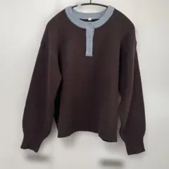 しまむら ニット セーター トップスバイカラー 水色 茶色 Mサイズ