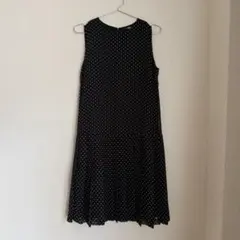 UNIQLO ブラック・ホワイトドット ノースリーブワンピース M