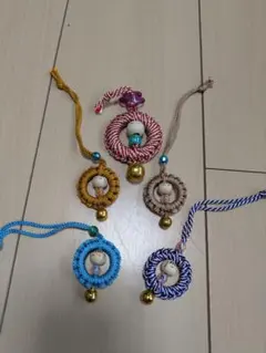 ハンドメイド こけし風ストラップ 5個セット