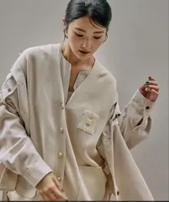 グローバルワーク　スウェットライクロゴVネックカーディガン　M