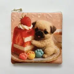 ハンドメイド　パグ　ポーチ
