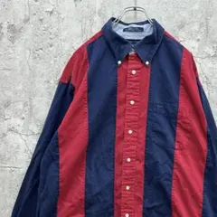 k*n様 トミーヒルフィガー　ストライプシャツ　BDシャツ　古着　レッド　ネイビ