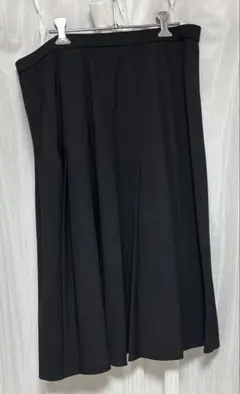 ワイドプリーツミディスカート　ブラック　XXL