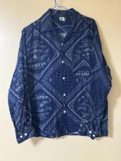 AVIREX オリジナル柄バンダナ柄長袖シャツ 네이비