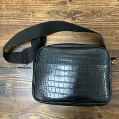 EM クロコダイル風 ショルダーバッグ 黒