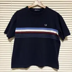 FRED PERRY フレッドペリー Tシャツ 鹿の子 ライン ネイビーのサムネイル