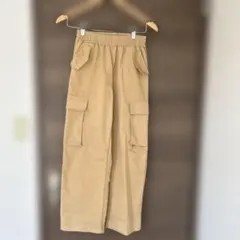 ベージュ カーゴパンツ 4ポケット ゴムウエスト