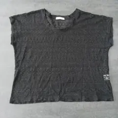 【翌日発送】夏服 黒 レース編み 半袖 トップス ゆったりめ 重ね着