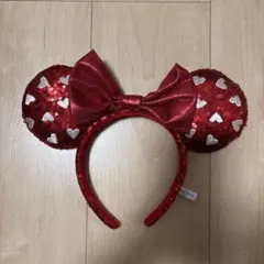 赤いハート柄スパンコールカチューシャ