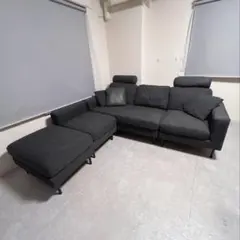 【引取限定】LOWYA 3人掛け　カウチソファ　ハイバックソファ　幅191