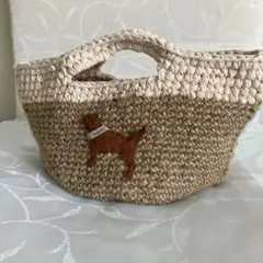 麻ひもと裂き布の手作りバッグ