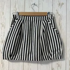 バルーンシルエット ストライプキュロット 美脚