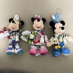 미키 & 미니 봉제 인형 배지 3점 세트