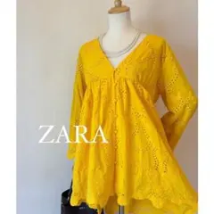 ZARA ザラ　カットワークレースチュニック　レディース　トップス　イエロー
