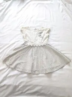 【mezzo piano】ホワイトドット柄ノースリーブワンピース