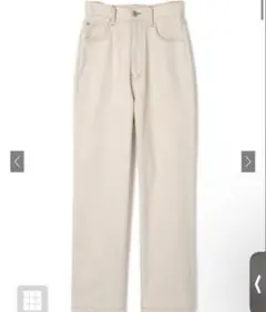 GRL 配色ステッチハイウエストストレートパンツアイボリー gm296