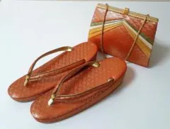 振袖用バッグ☆オレンジ☆草履はオマケ