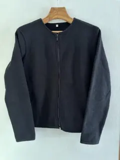 無印良品 ニットフリースジップアップカーディガン ブラック 裏起毛