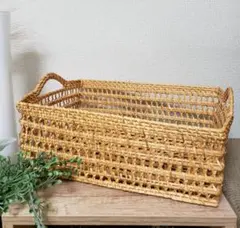 B壁 【ヴィンテージ】 ラタン 籐 バスケット トレー 古道具 昭和レトロ