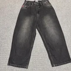 9090 ブラック ワイドデニムパンツ Mサイズ