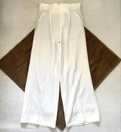 エルベンスドゥ ワイドパンツ ビジネス オフィス シンプル アイボリー 38