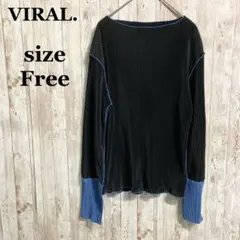 良品✨VIRAL. 長袖Tシャツ カットソー ブラック ブルー きれいめ 無地