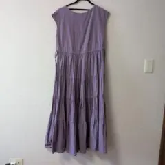 ナチュラルビューティーベーシック　ロングワンピース　パープル　紫　サイズ【M】