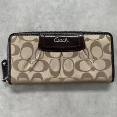 コーチ CZ330 ラウンドジップ長財布 COACH ロゴ チャコール - メルカリ