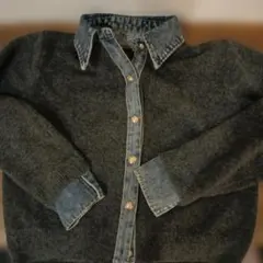 デニム襟ボタンニットカーディガン　Lumier リュミエ　同型　チャコールグレー
