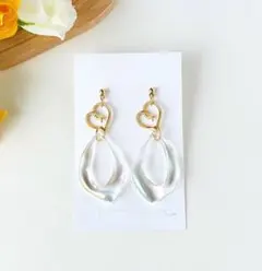 ハート ピアス イヤリング 揺れる オーロラ ゴールド 大人可愛い 上品アクセ