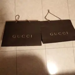 GUCCI ブラウン ロゴ入り紙袋 2枚セット