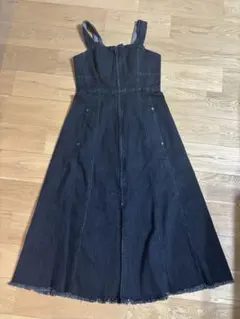アズール　デニムストラップ付きマキシワンピース　Mサイズ