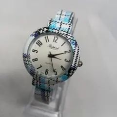 【動作品】 rapport チェック柄 クォーツ腕時計 バングルウォッチ