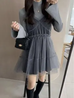 チュールフレアキャミワンピース dk1129