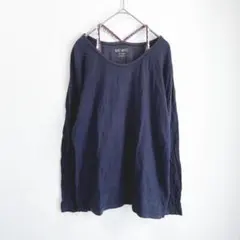 ハートマーケット 長袖Tシャツ ネイビー L 綿100% ホルターネック かぎ編