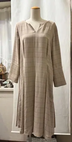 アバハウス　qualiteベージュ　入学式　チェック　洗える　セレモニー　MＬ