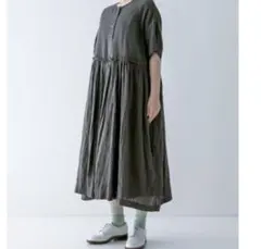 ネストローブ♡リネンタックギャザー半袖ワンピース
